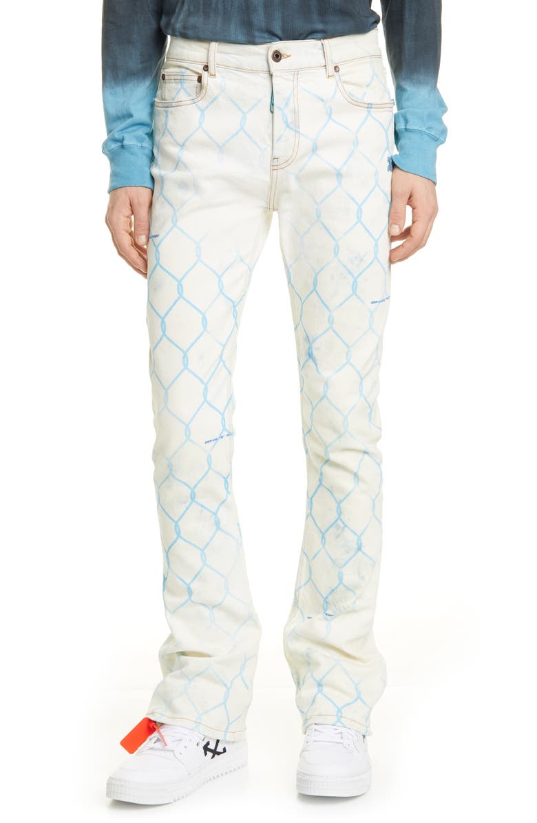 Off-White Fence Print Skinny Flare Jeans, Main, color, 