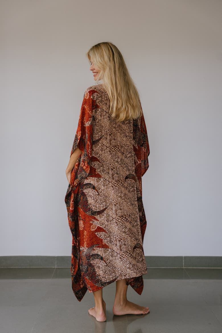 Long Caftan Alix, Alternate, color, Brown