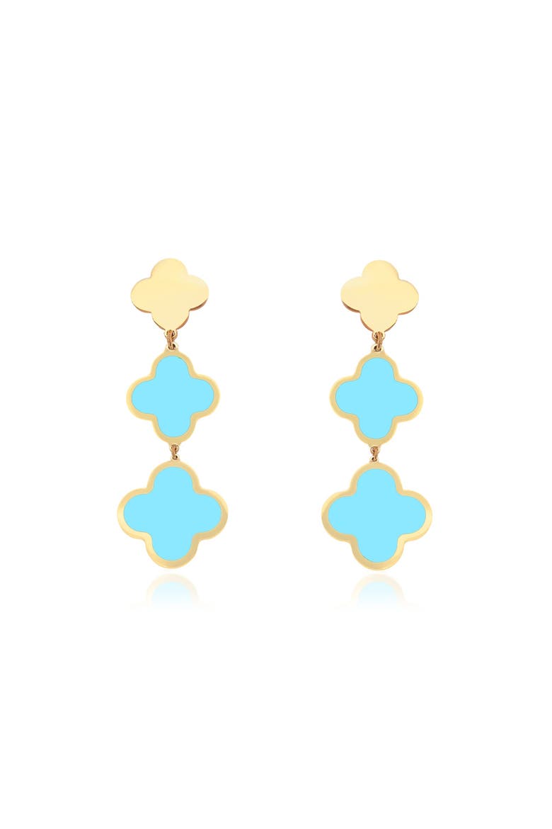 Turquoise Graduating Clover Dangle Earrings, Alternate, color, Turquoise