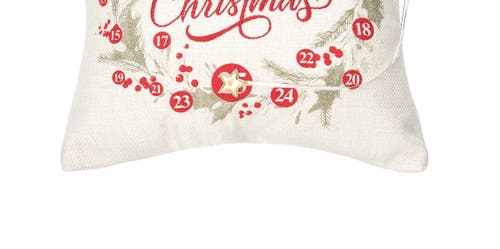 C & F Home C&f Home Merry Christmas Wreath Embellished Throw Pillow, 13.5" X 13.5" In White