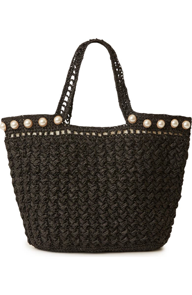 BTB Los Angeles Kellie Faux Pearl Trim Tote Bag, Main, color,