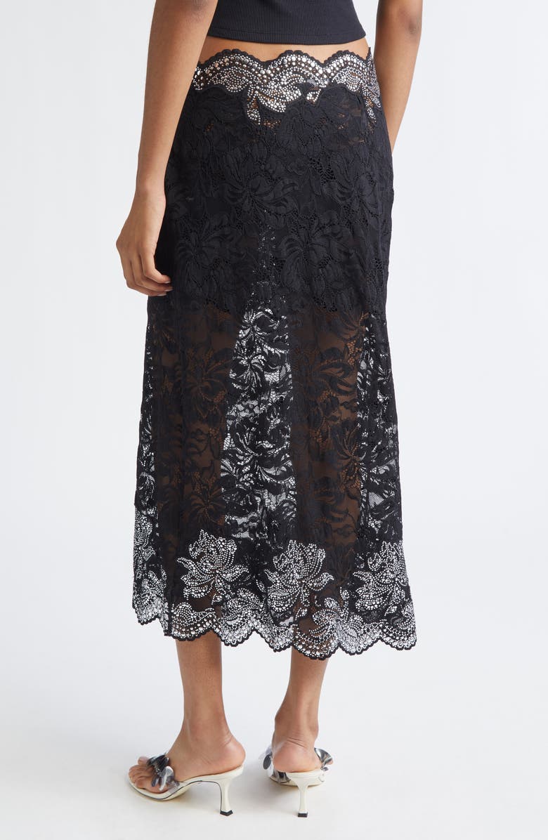 Rabanne Stud Embellished Lace Skirt, Alternate, color, Black