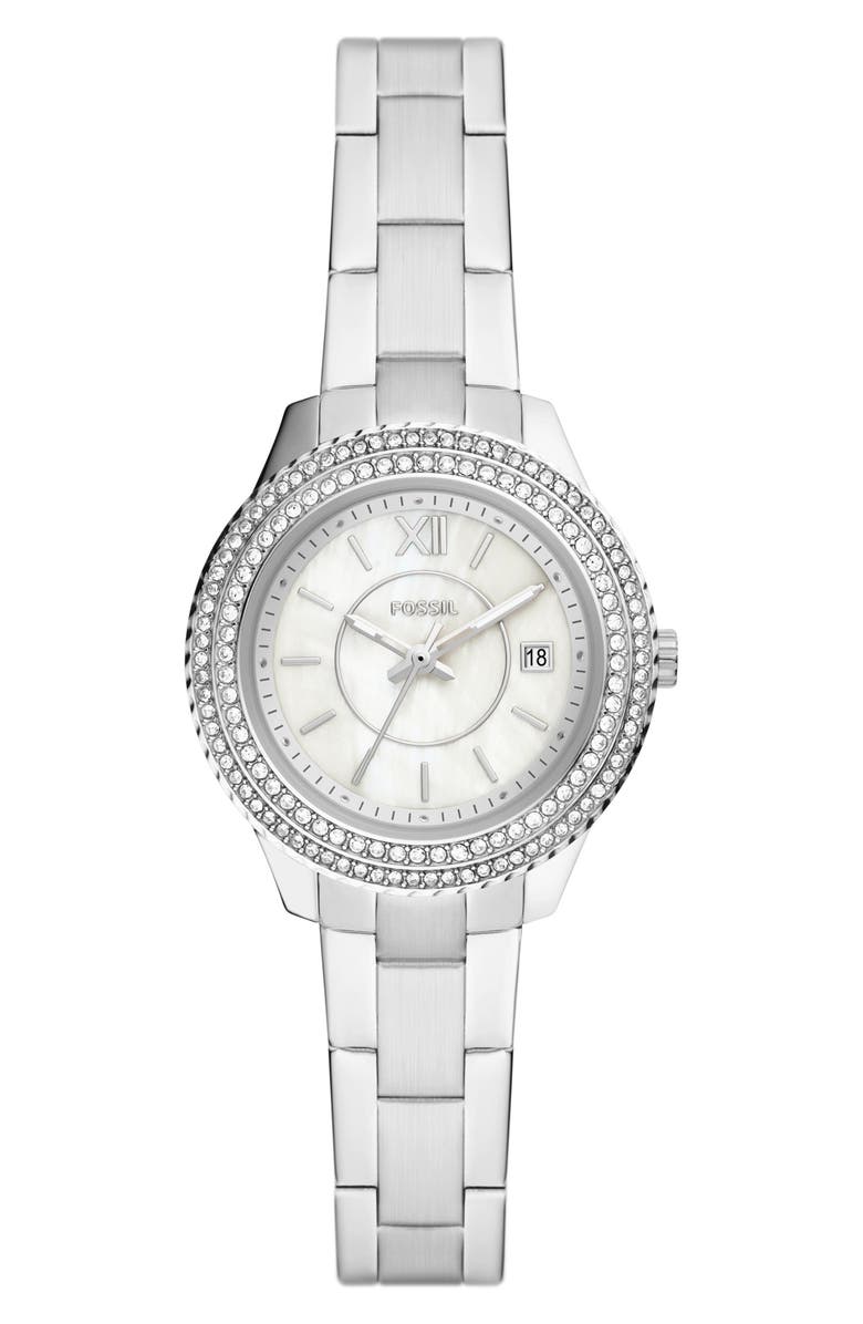 Fossil Stella Crystal Bezel Bracelet Watch, 37mm, Main, color, 