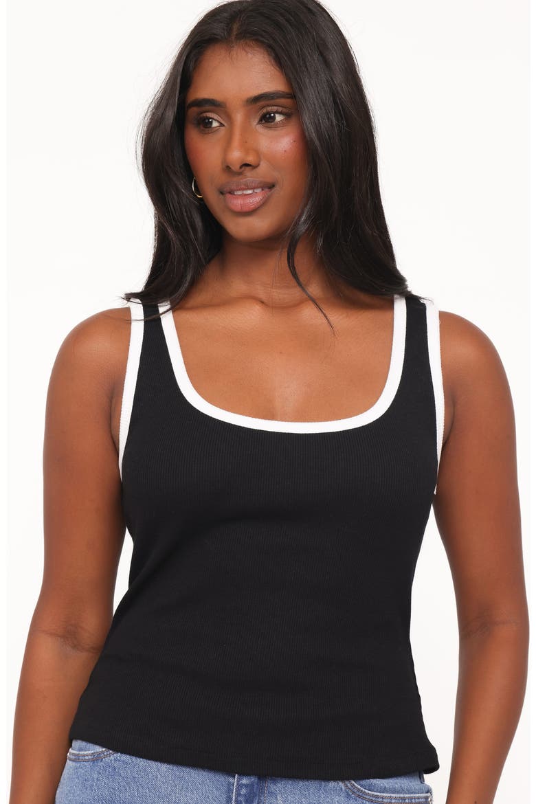 Juanita Contrast Trim Knit Tank, Alternate, color, BLACK/ WHITE