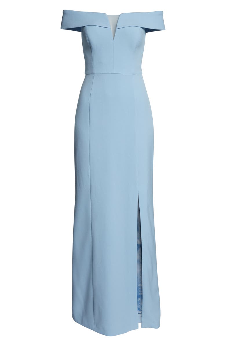 Vince Camuto Notched Off the Shoulder Crepe Gown, Alternate, color, 