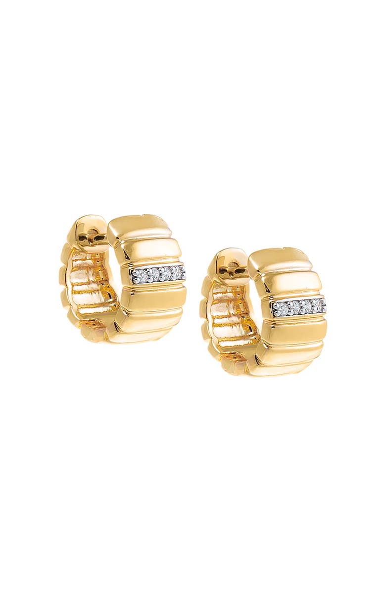 BY ADINA EDEN Pave Accented Ridged Box Hoop Earring, Main, color, Gold