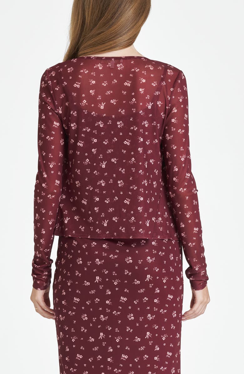 WAYF Maude Camisole & Cardigan Set, Alternate, color, Burgundy Ditsy