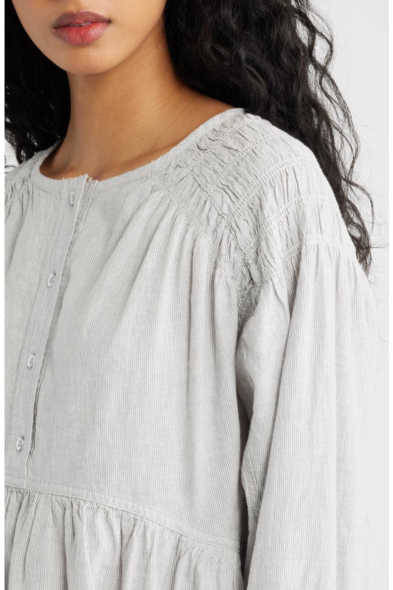Alana Linen & Cotton Blend Babydoll Tunic, Alternate, color, BLUE AND WHITE COMBO