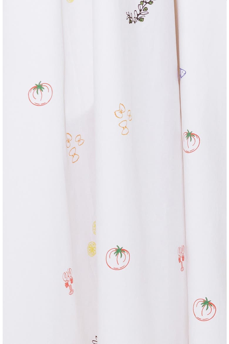 Print Puff Sleeve Midi Dress, Alternate, color, WHITE