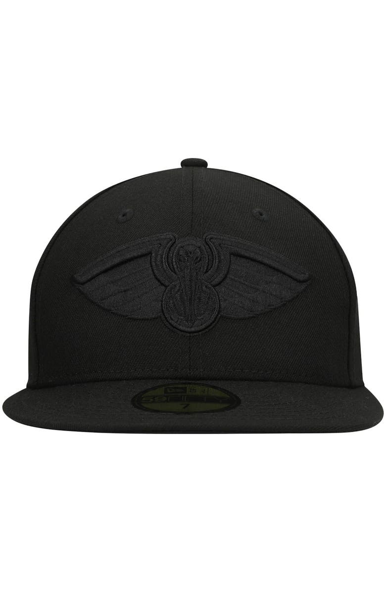 New Era Men's New Era New Orleans Pelicans Black On Black 59FIFTY Fitted Hat, Alternate, color, 
