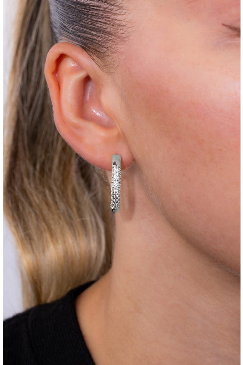 Half Pav9 Hoop Earrings, Alternate, color, SILVER