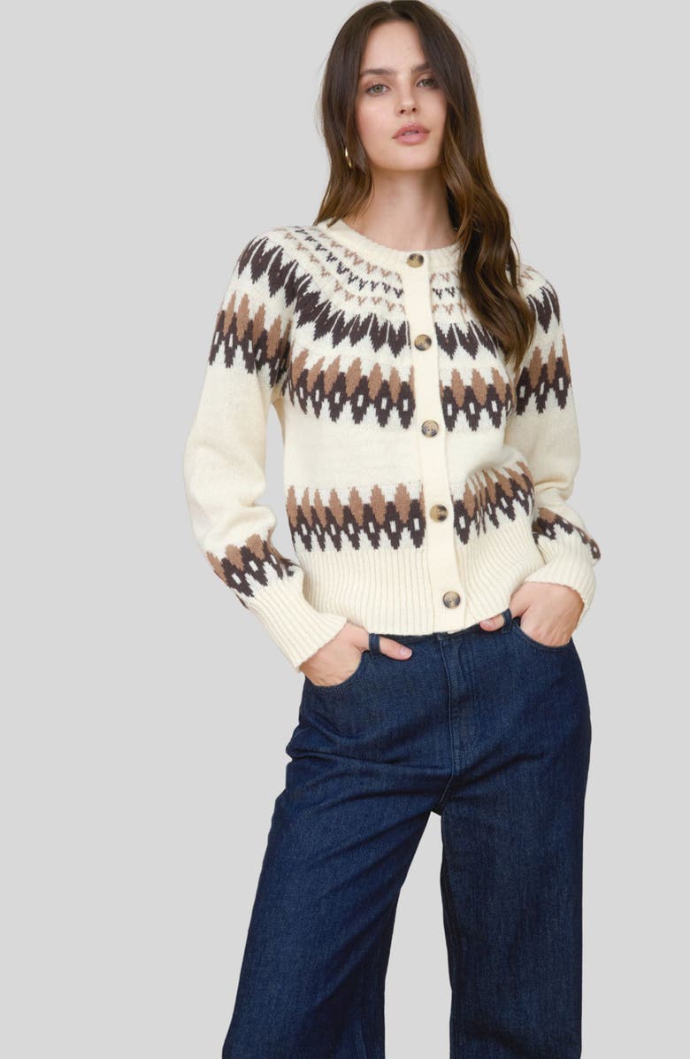 Blu Pepper Fair Isle Cardigan, Alternate, color, Ivory Multi