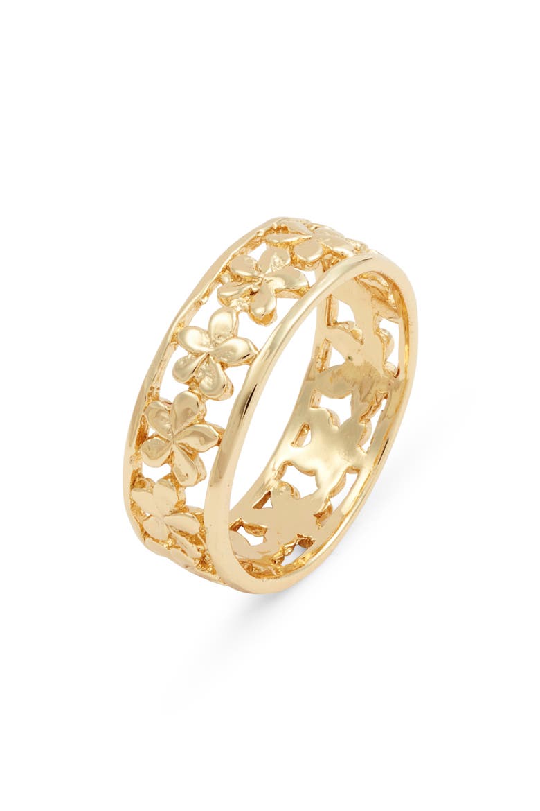 Melia Plumeria Band Ring, Main, color, GOLD