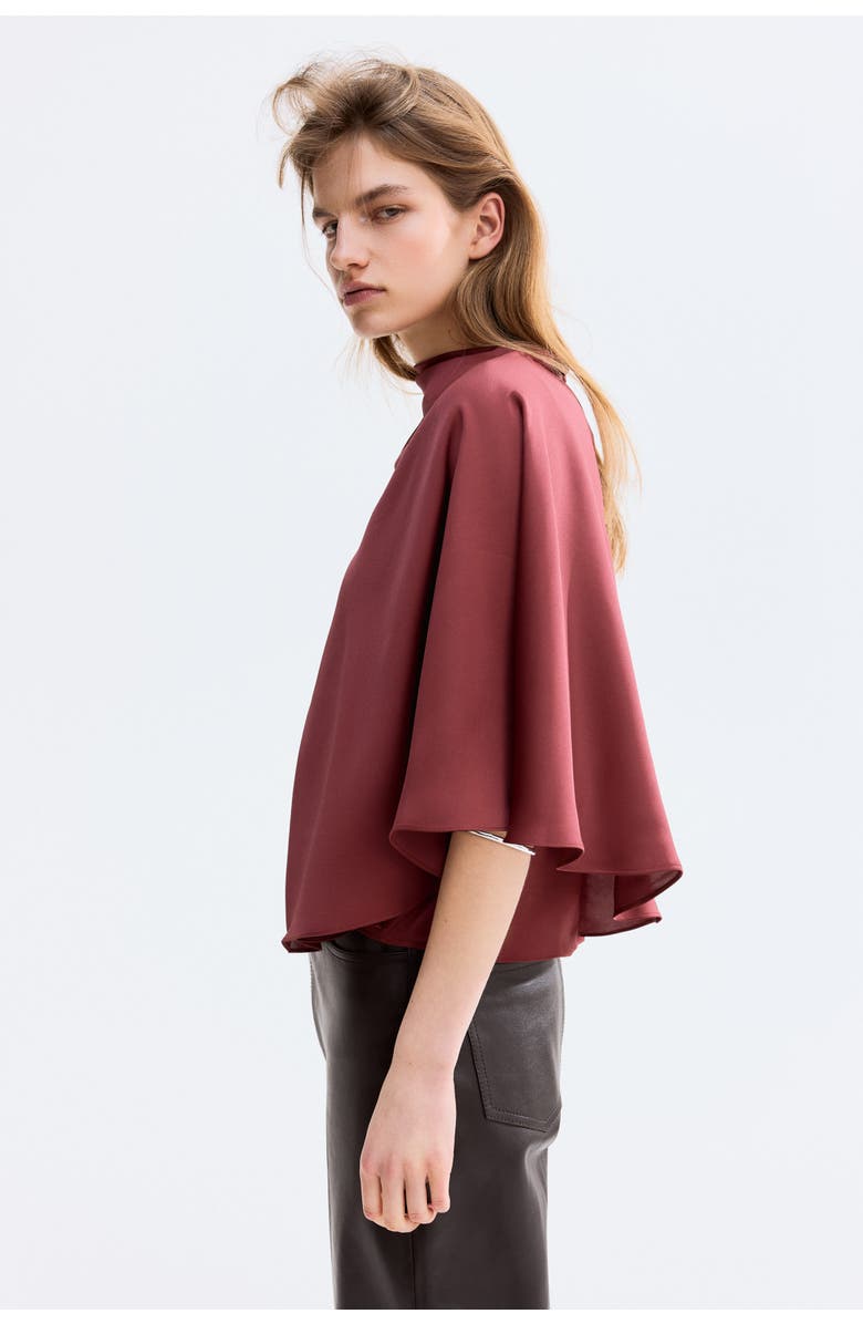 H&M Draped Satin Blouse, Alternate, color, Dark Red