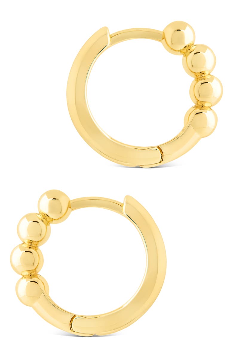Sterling Forever Natalie Polished Sphere Huggie Hoop Earrings, Alternate, color, Gold