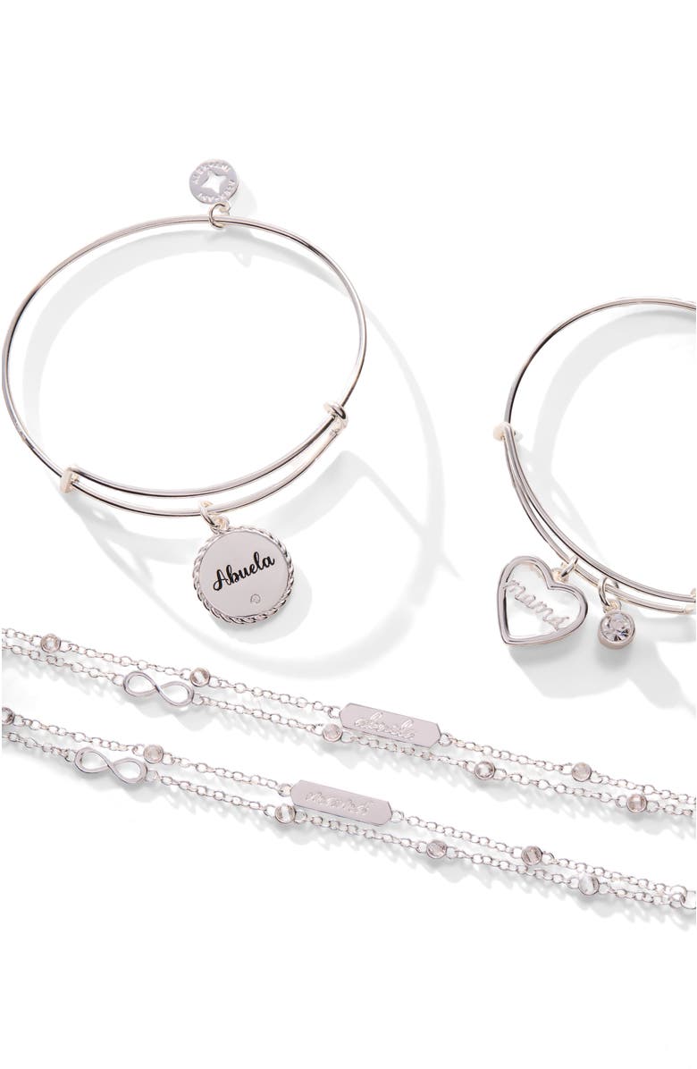 Alex and Ani Abuela Charm Bangle Bracelet, Alternate, color, Silver