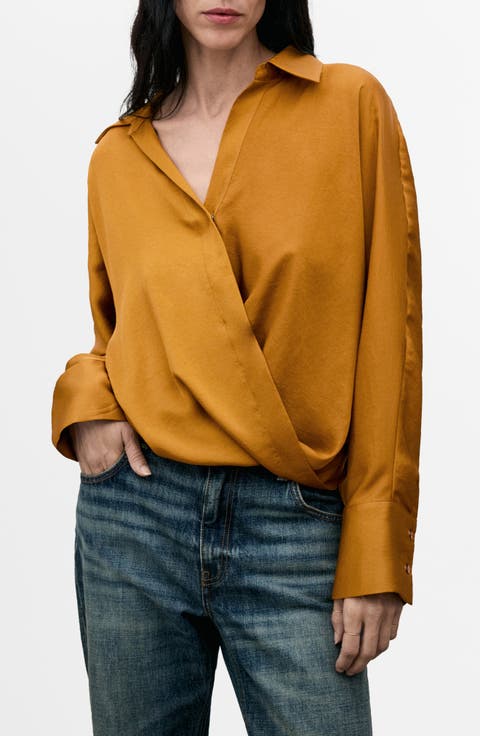 Wrap Front Satin Top