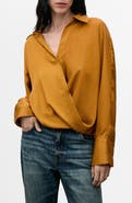 MANGO Wrap Front Satin Top