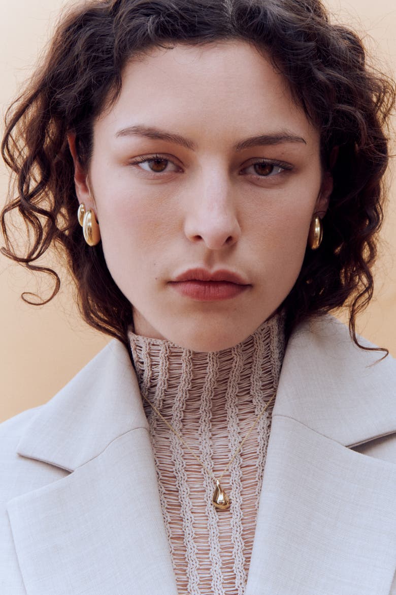 Pebble Earrings, Alternate, color, Yellow Toned Gold