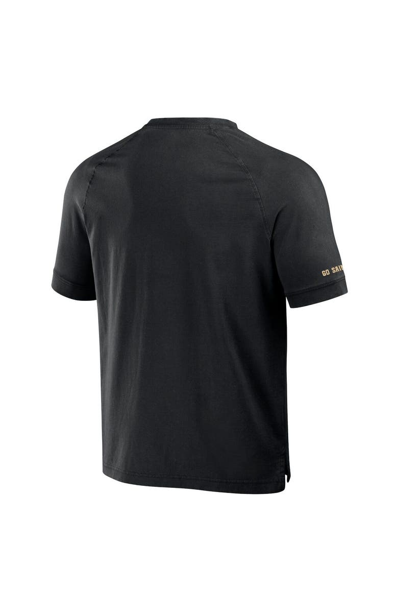 NFL X DARIUS RUCKER Men's NFL x Darius Rucker Collection by Fanatics Black New Orleans Saints Washed Raglan Henley T-Shirt, Alternate, color, Black