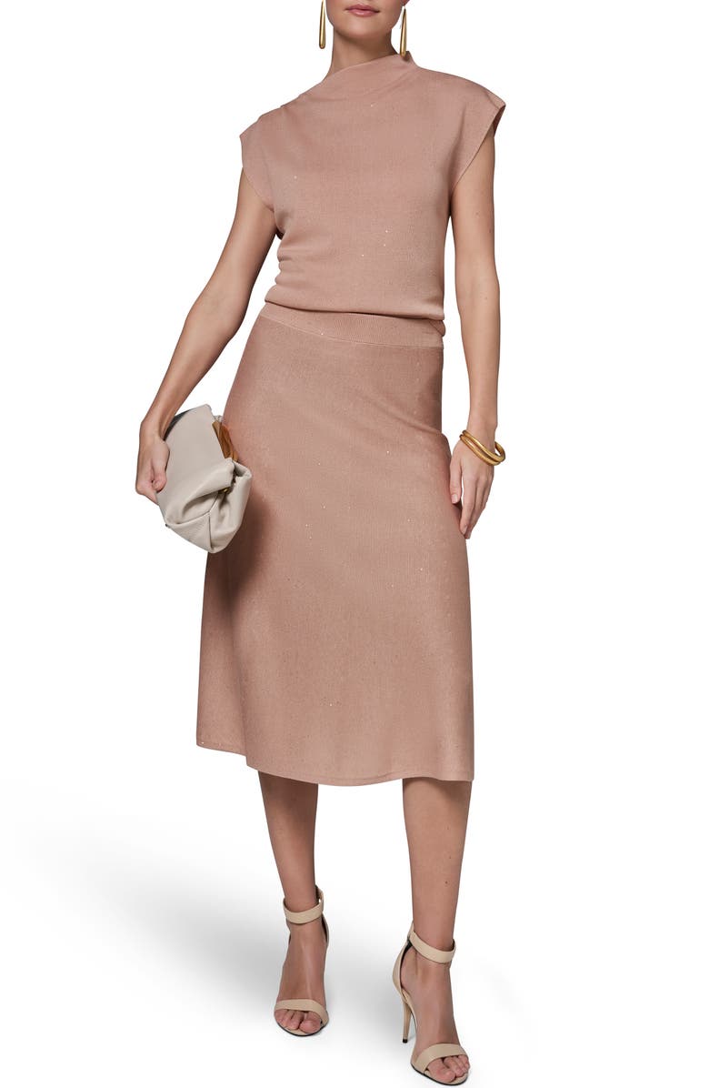 Donna Karan New York Sequin Midi Sweater Skirt, Alternate, color, 