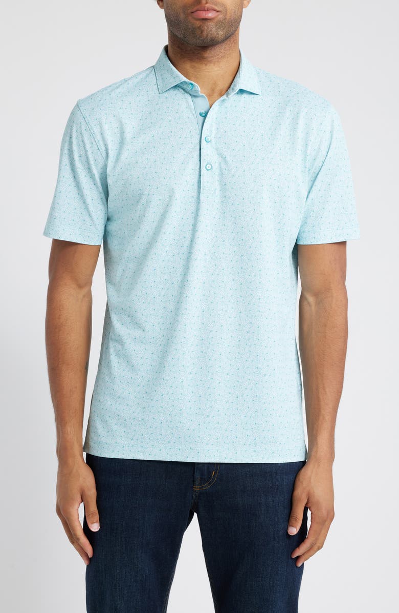 johnnie-O Junes Floral PREP-FORMANCE Golf Polo, Main, color, Green Grass