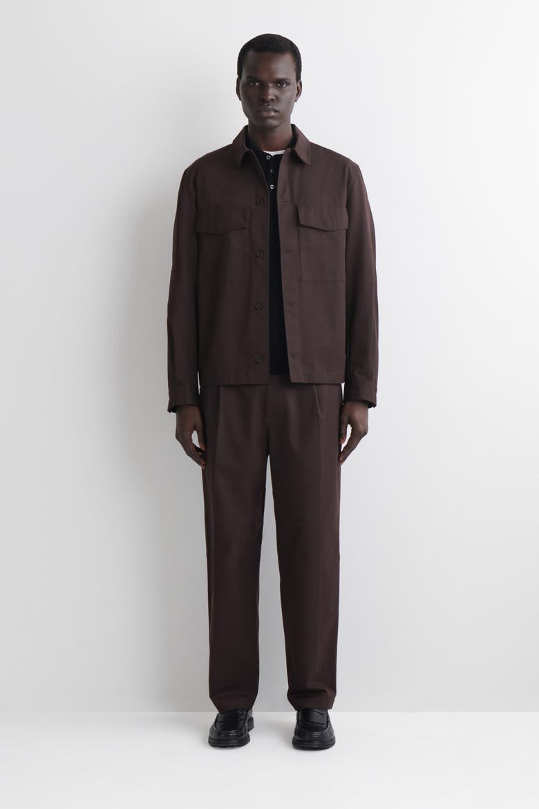 Cropped Cotton Straight-Leg Trousers, Alternate, color, BROWN