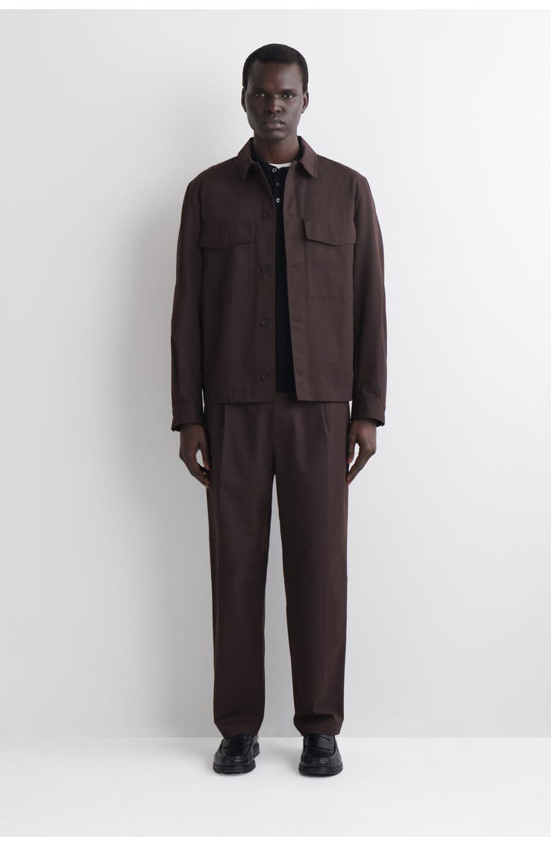 COS Cropped Cotton Straight-Leg Trousers, Alternate, color, Brown