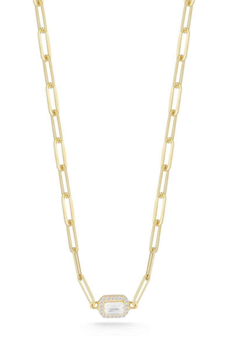 Cubic Zirconia Paper Clip Necklace, Main, color, GOLD