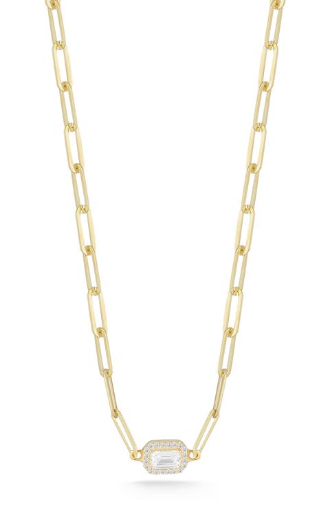 Cubic Zirconia Paper Clip Necklace