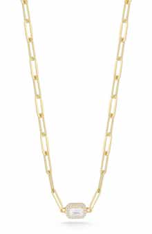 GLAZE JEWELRY Cubic Zirconia Paper Clip Necklace