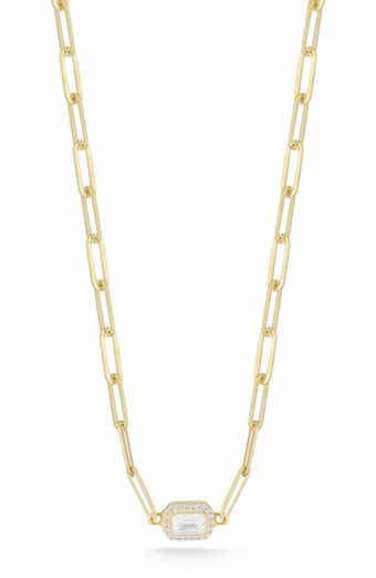 Cubic Zirconia Paper Clip Necklace