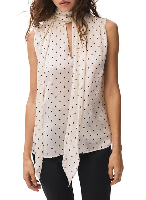 Polka Dot Tie Neck Top