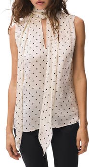 MINT VELVET Polka Dot Tie Neck Top