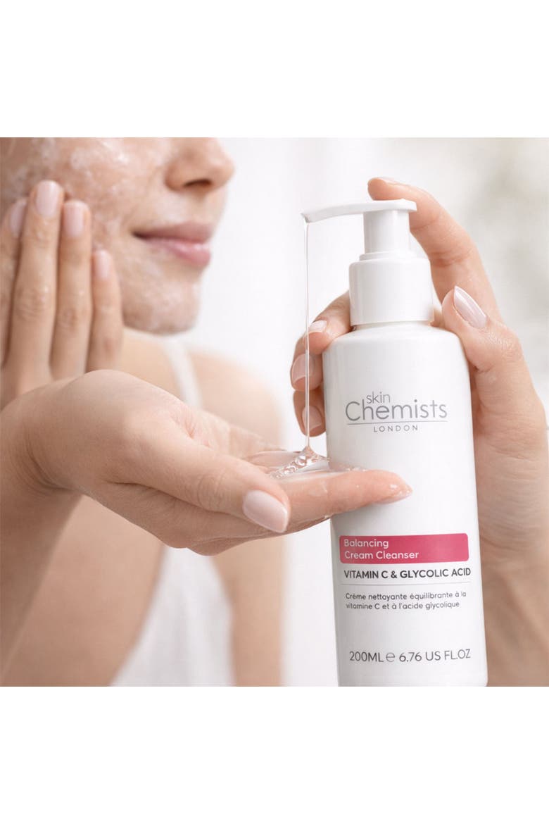 Balancing Vitamin C & Glycolic Acid Cream Cleanser 200ml for Acne & Blemishes, Large Pores, Alternate, color, White