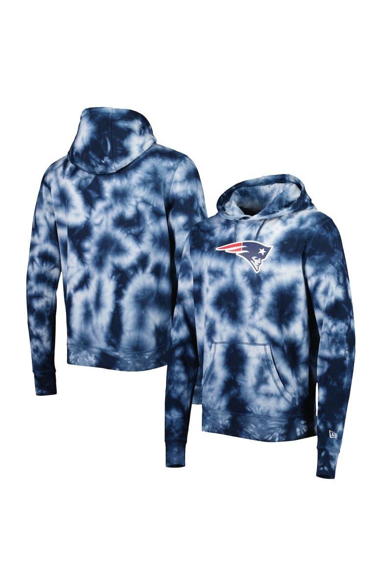 New Era Men's New Era Navy New England Patriots Team Tie-Dye Pullover Hoodie, Main, color, 