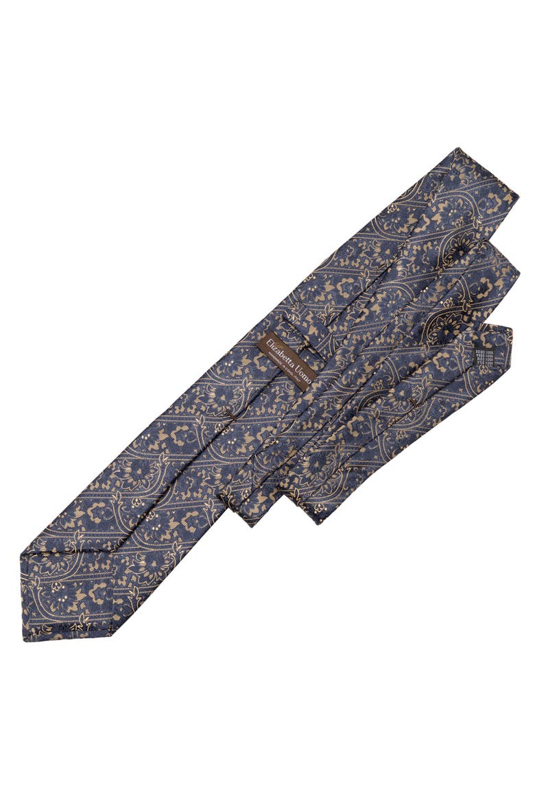 Caruso - Extra Long Silk Jacquard Tie for Men, Alternate, color, Midnight Blue