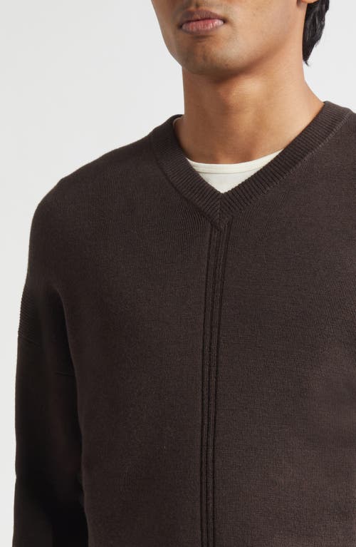 Lemaire Merino Wool Blend V-neck Sweater In Brown