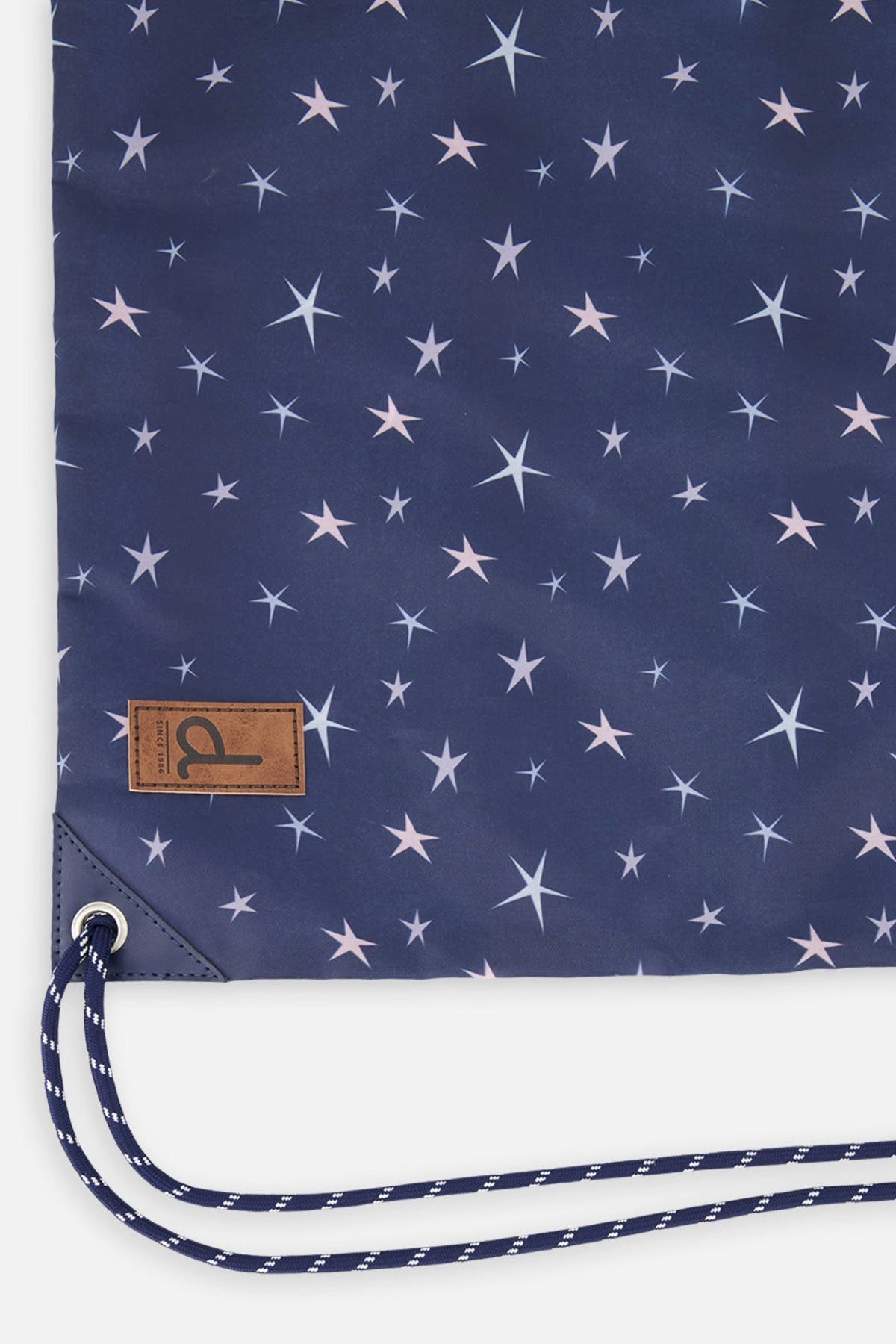 Deux par Deux Star Lightweight Everyday Drawstring Bag, Alternate, color, Navy With Star Print
