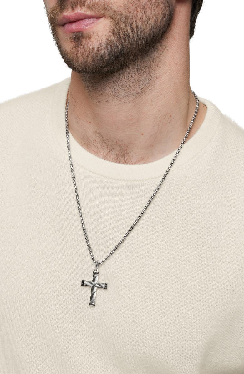 David Yurman Helios Cross Pendant, Alternate, color, Sterling Silver/ Diamond