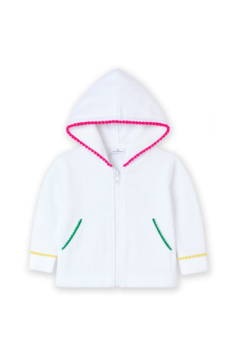 Terry Hoodie With Pom Poms, Main, color, White