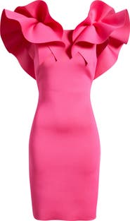 Anne Klein Ruffle Off the Shoulder Scuba Crepe Cocktail Dress