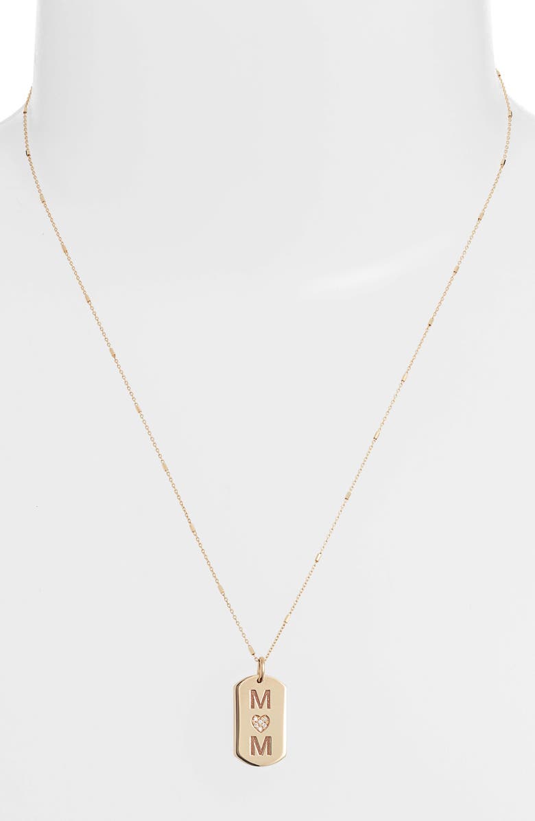 Zoë Chicco Mom Diamond Dog Tag Necklace, Alternate, color, 