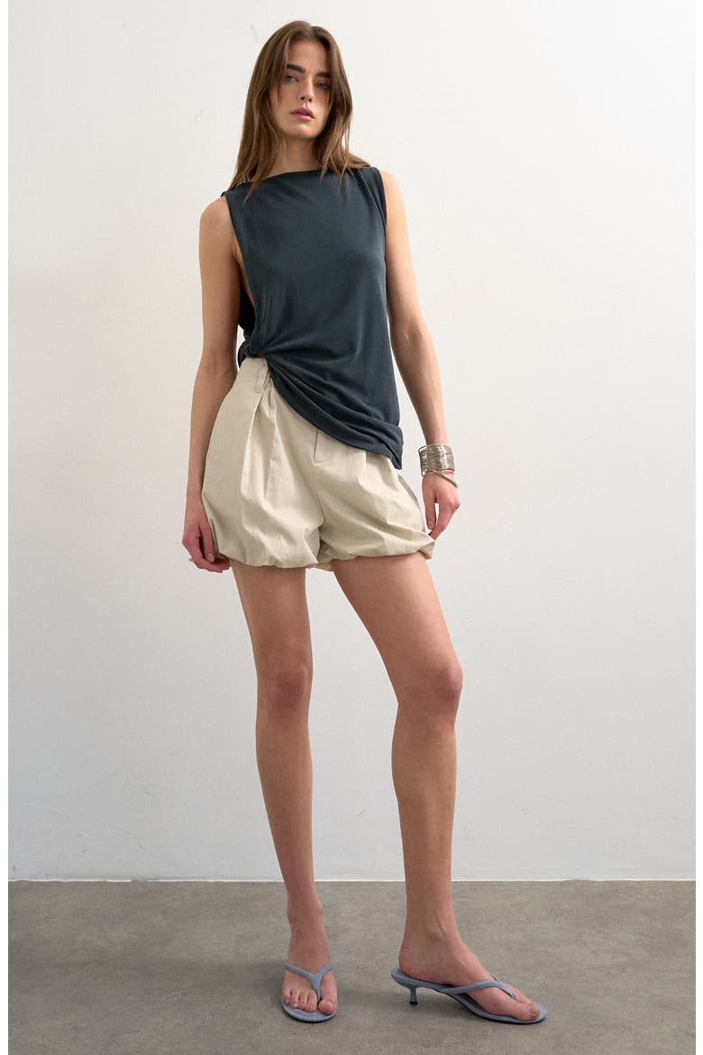 Bubble Hem Shorts, Main, color, LIGHT BEIGE
