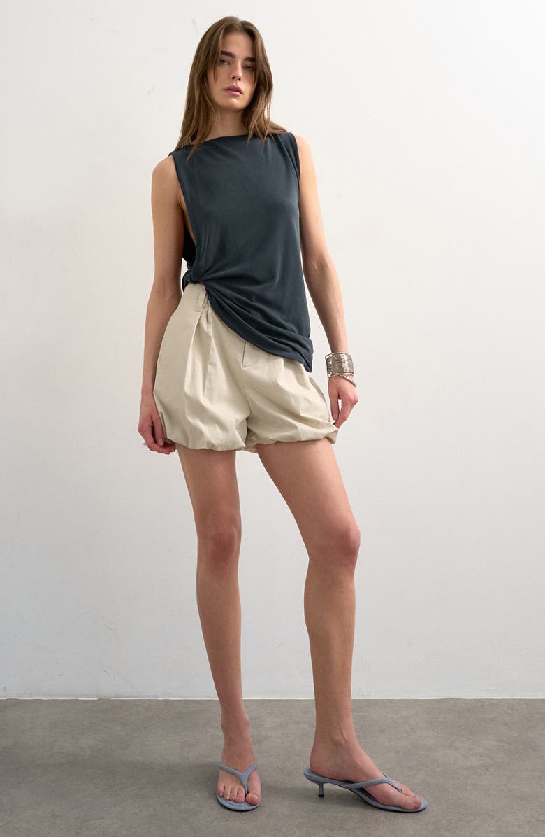 Topshop Bubble Hem Shorts, Main, color, Light Beige
