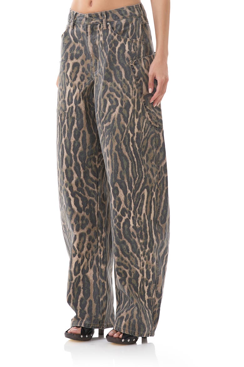 Bexley Leopard Barrel Leg Jeans, Alternate, color, CAMO LEOPARD