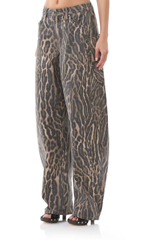 Afrm Rhett Leopard Print Carpenter Jeans In Animal Print