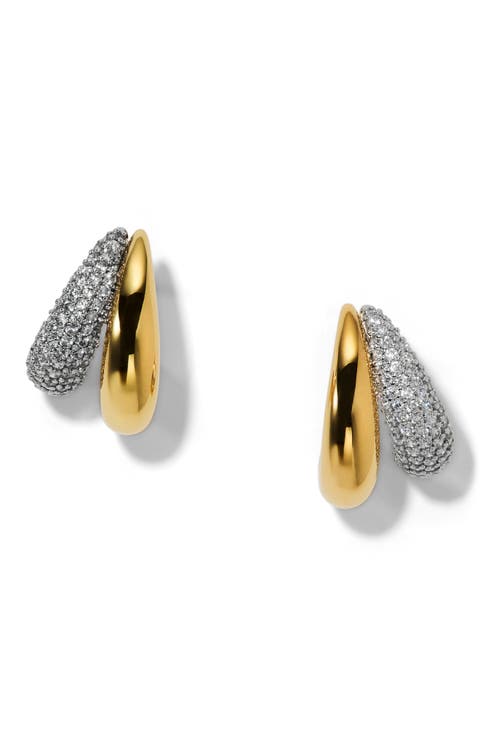 Gemini Two-Tone Pavé Hoop Earrings