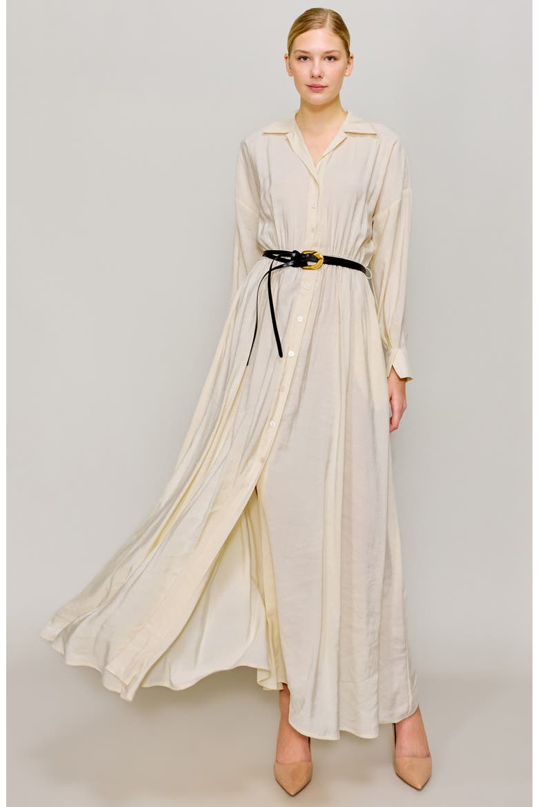 Long Sleeve Belted Shirtdress, Alternate, color, BONE