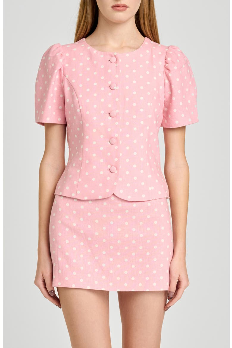 Blair Polka Dot Button-Up Top, Main, color, PINK POLKA DOT